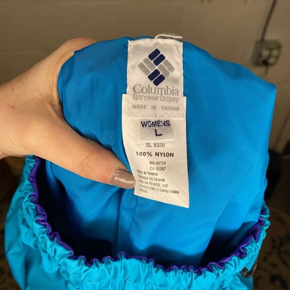 Vtg 90s Y2K Columbia Pull On Ski Snow Pants Turquoise & Purple Womens Size Large - Picture 11 of 12